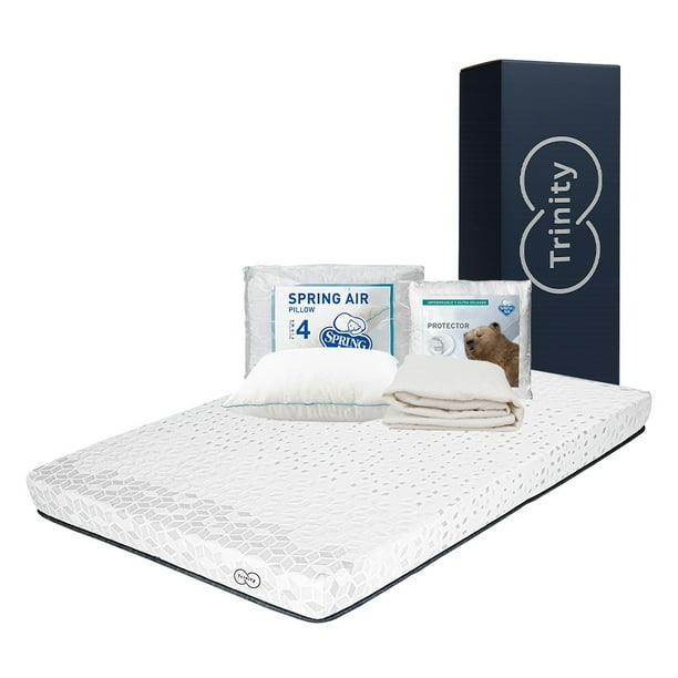 Colchón de Caja Matrimonial Restonic Trinity + Almohada + Protector de colchón
