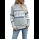 thumbnail image 3 of Suéteres Casuales de Punto con Estampado de Leopardo para Mujer, Suéteres de Larga con Cuello Redondo Gris XL, 3 of 10
