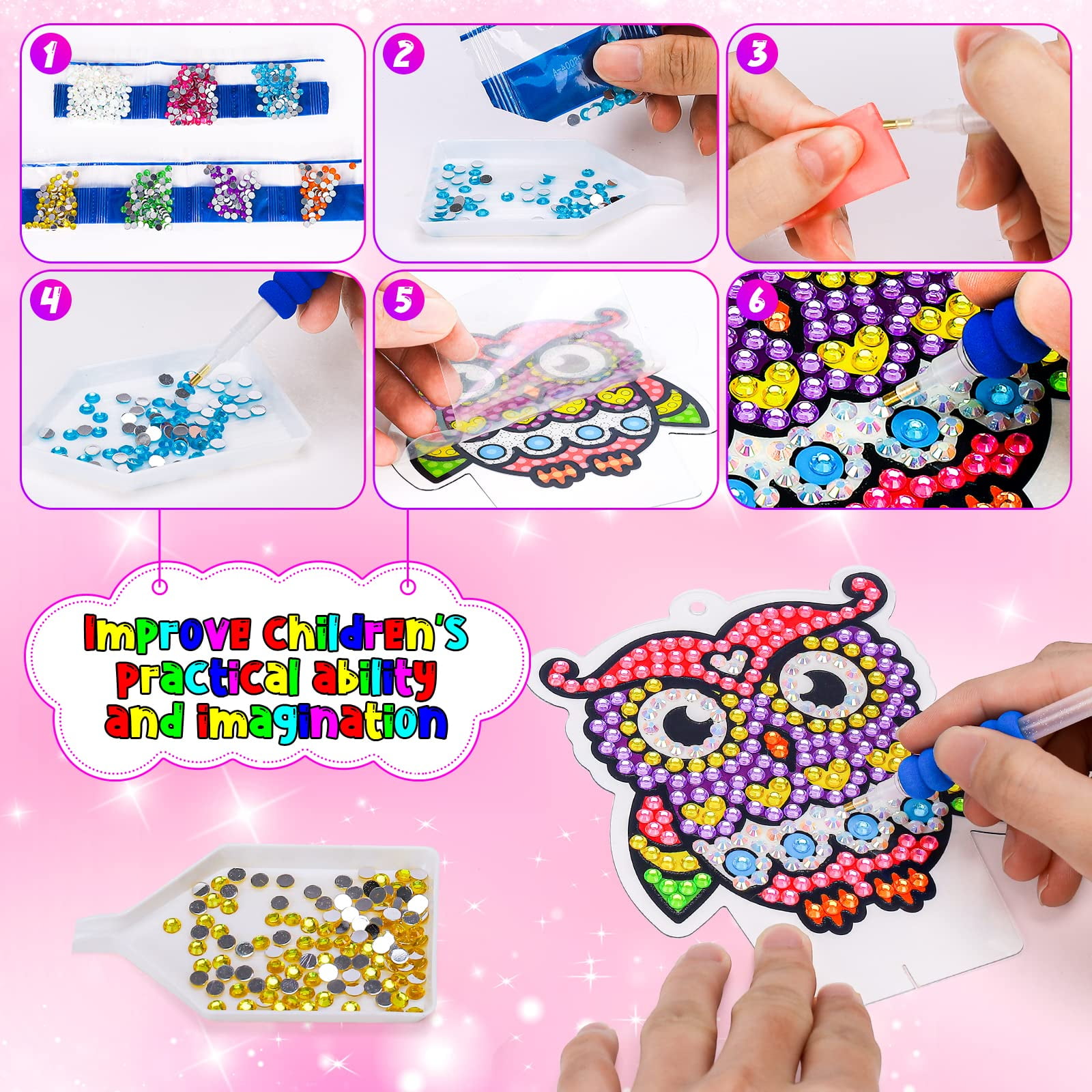 Wooden Frame Diamond Painting Kits: Kids Crafts for Girls Gifts Age 6 7 8 9 10 Turtle Diamond Dotz Painting Kits for 8-12 Kids Birthday Present Art