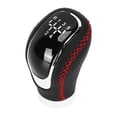 thumbnail image 1 of Manual Gear  Knob, Artificial Leather Sensitive Red Stitching Shifter Head With Replaceable Paster For Car, 1 of 8