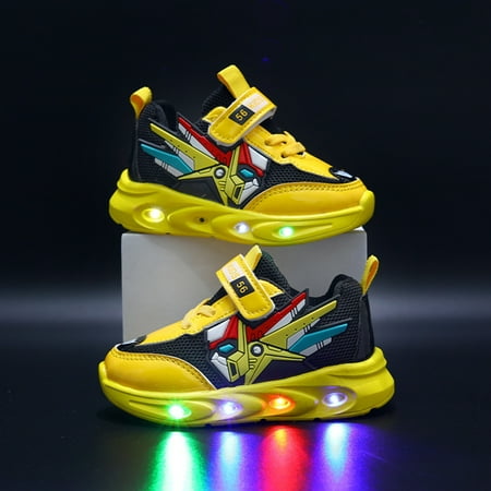 

Zshosam Little & Big Boys Lightning Bolt Light-up Play Sneakers(Yellow 28)