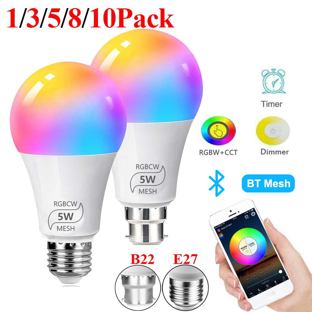 RGB E27 Dimmable LED Smart Bulb Wifi Changing Bluetooth Remote Controller Light 
