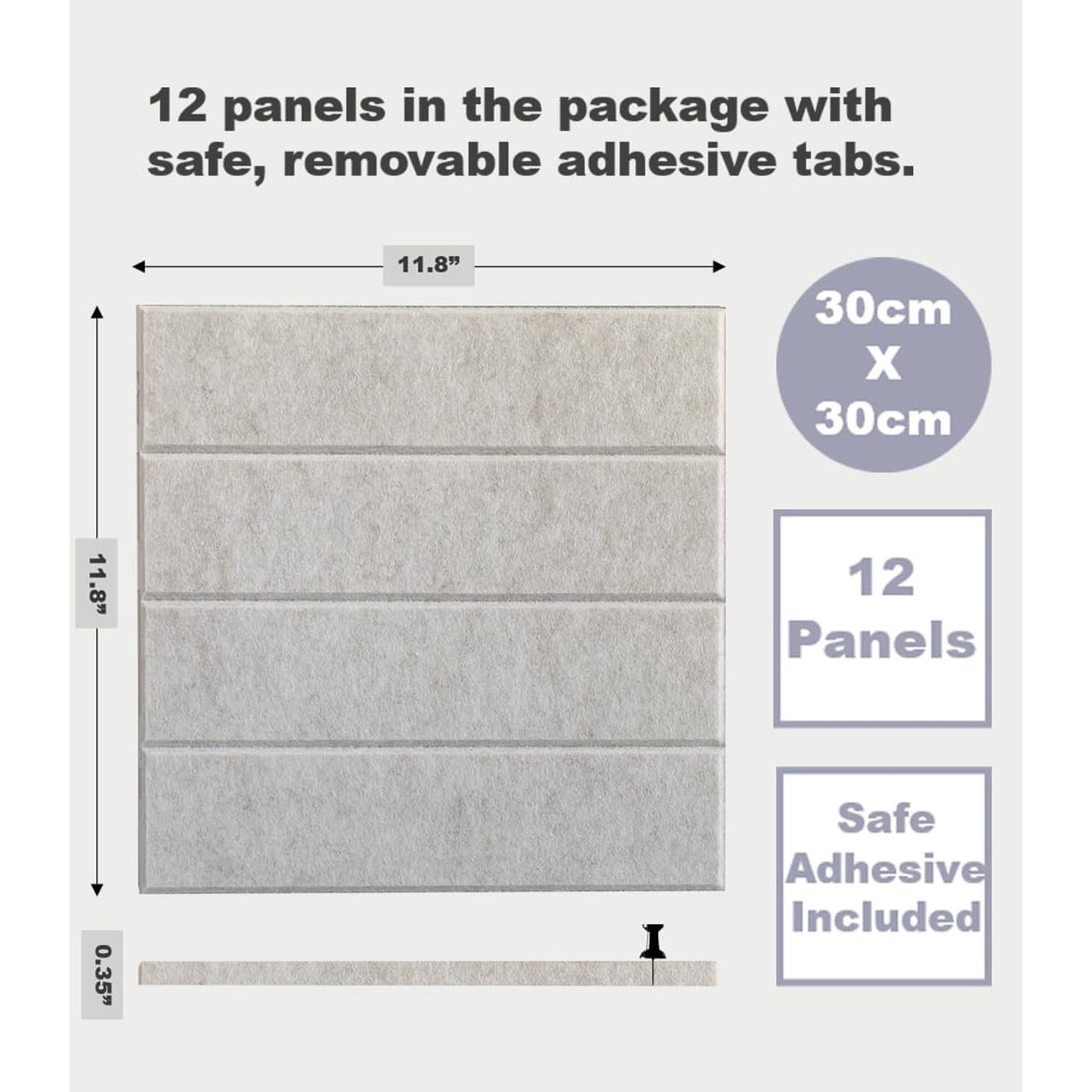 Large Cork Board Alternative - 12-Pack Felt Wall Tiles with Safe Removable Adhesive Tabs, Cork Wall Tiles Bulletin Board Home Office Essentials