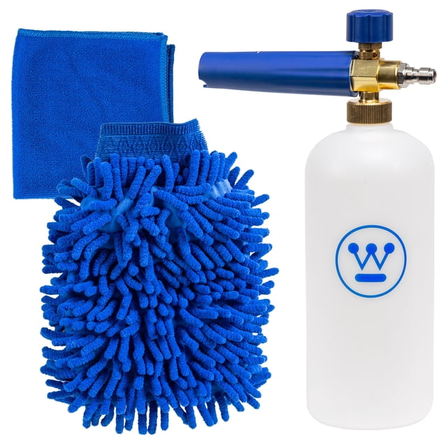 Kit de accesorios para hidrolavadoras automáticas Westinghouse; cañón de espuma para jabón con conexión rápida, guante de microfibra y toalla para detalles de autos; compatible con la mayoría de hidro