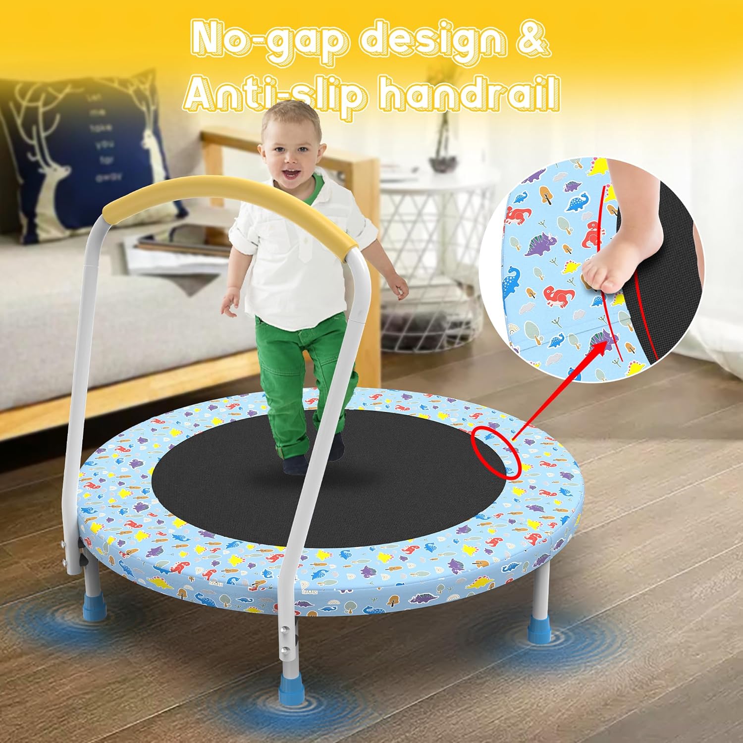 CZBZ 36'' Toddler Trampoline Trampoline for Kids, Mini Indoor/Outdoor Trampoline, Small Rebounder Trampoline with Foam Handlebar, Birthday Gift for Boy and Girl Baby Trampoline