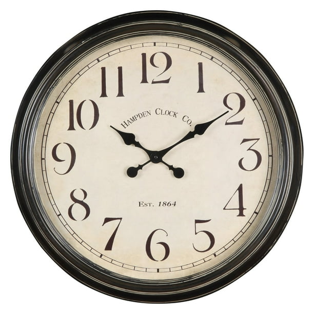 Whitley 24 5 In Aged Black Tin Oversized Wall Clock Com