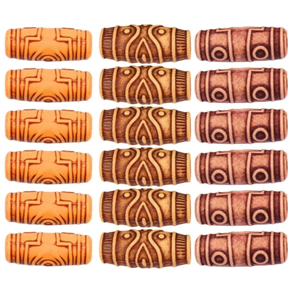 Niceauty Vintage Simulation Wood Bead Decorative Hair Cuffs for Styling 60Pcs