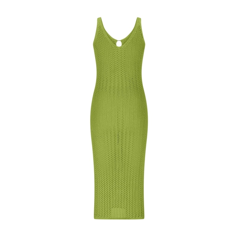 green crochet beach dress Nova Crochet Swim Cover Up Beach Dress Ivory / S/M main image 1