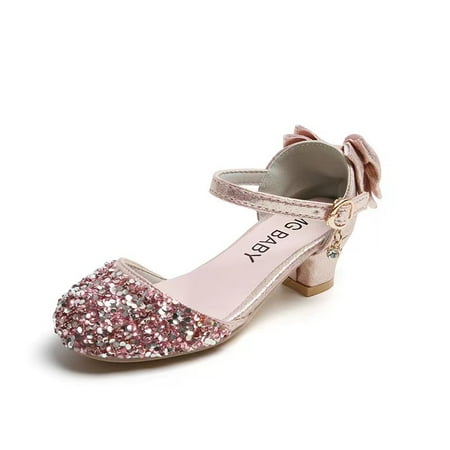 

Girls Low Heel Wedding Pump Sandals Glitter Mary Jane Princess Flower Girl Party Dress Shoes For Toddler/Little Kid