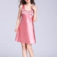 thumbnail image 3 of Women\'s Nightdress Satin Silk Sleeveless Nightgowns With Lace And Embroidery Decor Home Wearing Newbig red, 3 of 5