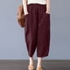 thumbnail image 2 of Moda Mujer Verano Casual Suelto Algodón Y Lino Bolsillo Sólido Pantalones Pantalones Odeerbi ODB-6, 2 of 9