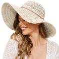 thumbnail image 1 of Sombrero de paja de ala ancha para mujer, sombrero de playa, sombrero de sol, protección UV, sombrero de playa enrollable, para verano, gorra de playa, 1 of 4