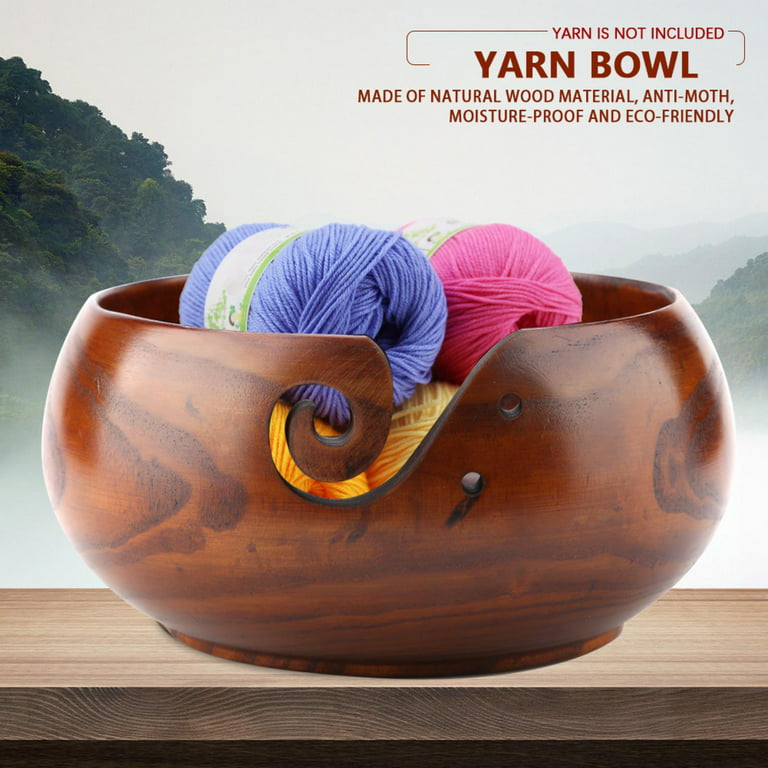 Spptty Yarn Bowl, Crochet Bowl,Natural Handmade Crafted Wooden Yarn Bowl  for Knitting Crochet Home Decor (Medium Diameter) 