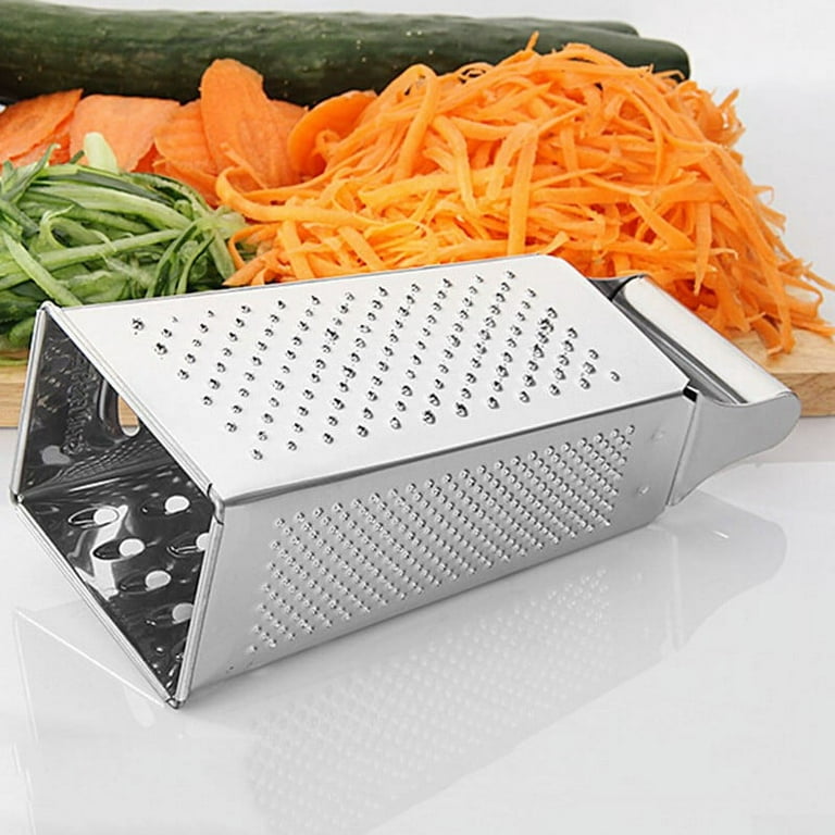 Ourokhome Cheese Grater with Handle, Stainless Steel Box Grater, 4 Side Kitchen Vegetable Shredder Slicer Zester with Container for Parmesan