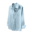 thumbnail image 4 of HOWPAY Dressy Shirts for Women Button down Long Sleeve Blouse Casual Work Office Tops Lightweight Solid Color Slim Fit Y2k Clothes Sky Blue S, 4 of 5
