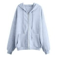 thumbnail image 3 of Ediodpoh Womens Casual Solid Long Sleeve Zipper Hooded Coat Pocket Sweatshirt Tops Solid Women's Hoodies Sweatshirts GY3_002 XL, 3 of 4