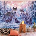 thumbnail image 2 of Tapestry Wolf Pack, microtela, con escena de nieve, 150 x 130 cm, 2 of 3