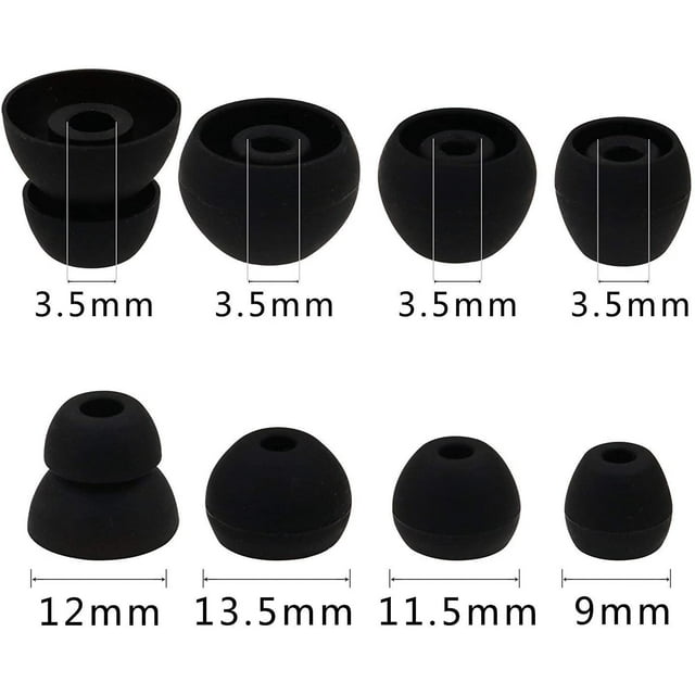 ALXCD Replacement Ear Tips for Powerbeats Pro Headphone, 8 Pairs S M L D 4 Sizes Soft Silicone Earbud Tips, Fit