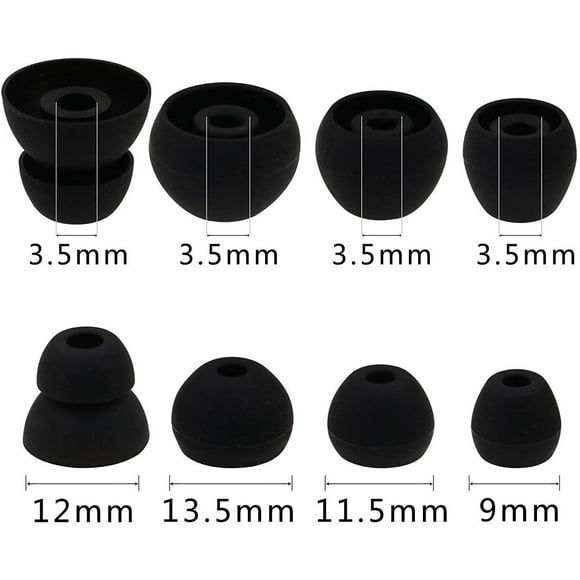 ALXCD Replacement Ear Tips for Powerbeats Pro Headphone, 8 Pairs S M L D 4 Sizes Soft Silicone Earbud Tips, Fit