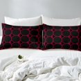 thumbnail image 4 of Drap-housse Nid d'Abeille Taille Simple Géométrique Ruche Hexagonale Draps pour Garçons, Draps Hexagonaux Rouges 3d Stéréoscopiques, Décoration de Chambre Noire Géométrique Néon Simpliste, 4 of 5