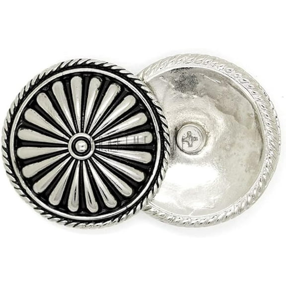 2pcs 40mm Vintage Coin Screw Back Conchos – Leathercraft Decoration for Belts, Hats, Wallets CHS49 (Silver)