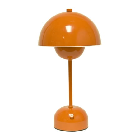 Simple Designs 11.8" Mushroom Magic Dimming LED Touch Stick Lamp, Portable & Rechargeable, Orange