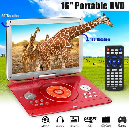 16 inch 270° Rotating Screen Portable Rechargeable DVD Player & Media