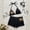 Black, variant on Women's Ruffle Textured Star Sequin Applique Bikini Set, Halter Tie Triangle Top & High Waist Boy Short Bottom Two Piece Bathing Suit Summer Beach Swimwear