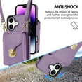 thumbnail image 6 of Mantto Crossbody Wallet Case for iPhone 16 (6.1 inch),Premium PU Leather Metal Buckle Large Capacity Zipper Pocket Card Holder Shockproof Kickstand Phone Case with Shoulder Strap,Purple, 6 of 8