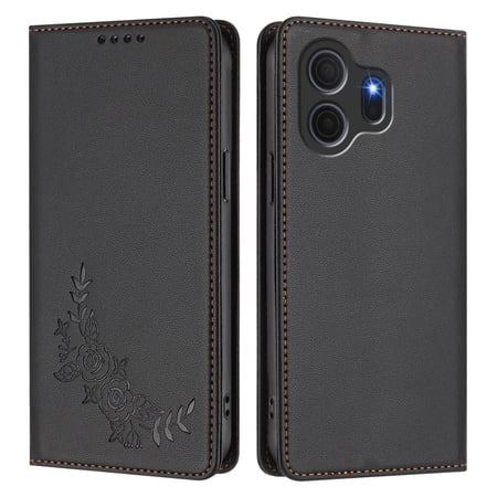 PU Leather Wallet Case for TCL Nxtpaper 70 Pro Strong Magnetic Flip Folio Cover RFID Blocking 2 Card Slots Kickstand Embossed Floral Pattern Phone Protective Shell.A10