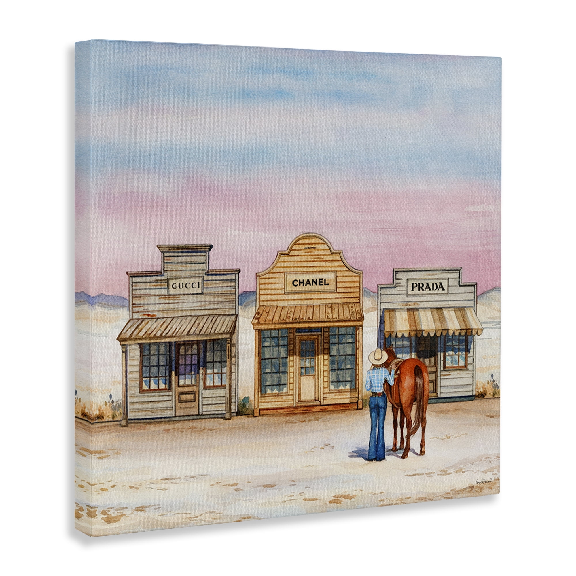 Stupell Industries Trendy Saloon Shops Cowgirl Fashion Painting Wrapped Canvas Art Print Wall Art, 24 x 24
