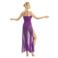 thumbnail image 7 of iiniim Womens Lyrical Asymmetrical Mesh Split Dress Spaghetti Strap Leotard Dress Ballet Dance Costumes, 7 of 7