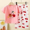 thumbnail image 2 of HAOTAGS Girls Short Sleeve T-Shirt and Pants Sets,Cute Prints Cotton Soft Breathanle Casual Home Outfits 2-Piece Multicolor 12-18 Months, 2 of 5