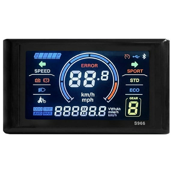 Electric Bike Display 24V-72V Waterproof LCD S966 Controller Panel Dashboard,SM Connector