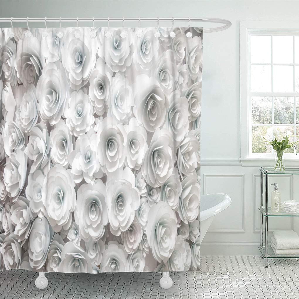 Yusdecor Red White Rose Wall Flowers Craft Creative Abstraction Pink Bathroom Decor Bath Shower Curtain 60x72 Inch Walmart Canada