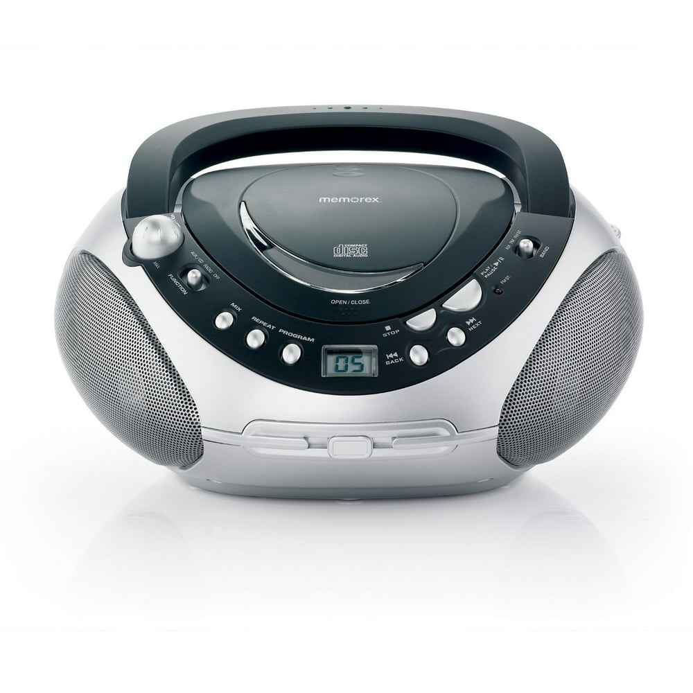 Refurbished Memorex Portable CD Boombox with AM/FM Tuner Black/Silver