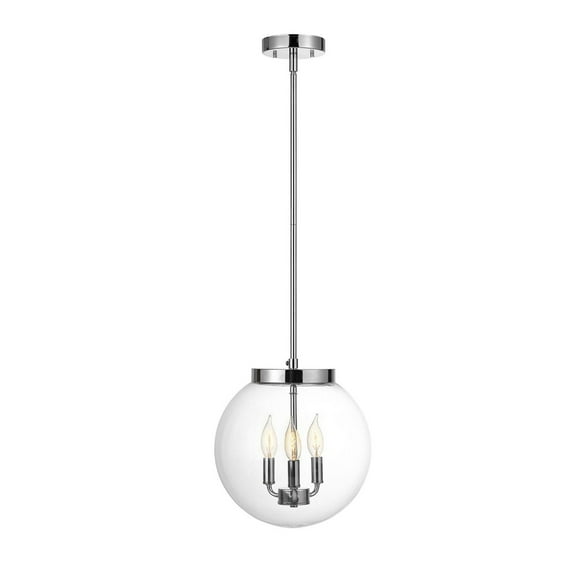 Globe Electric Sevda 3-Light Chandelier, Chrome, Clear Glass Shade, 60887