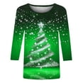 thumbnail image 3 of Mgmyaa Women's Christmas Printed Round Neck 3/4 Sleeve Casual T-Shirt Graphic Tee Top, 3 of 4