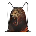 thumbnail image 1 of Saiise Cool Flame Lion A Pattern Sports Drawstring Backpack - String Swim Gym Bag with Wet Proof Pocket for Women&Men-Medium, 1 of 6