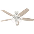 thumbnail image 4 of Hunter 52 inch Indoor Ceiling Fan with LED Lights - White Ceiling Fan with Pull Chain, For Bedroom or Living Room, Standard Mount, No Remote, 5 Blades, Includes Bulbs - Builder 52730, Fresh White, 4 of 17