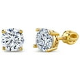 thumbnail image 2 of Metal Masters 18K Gold Sterling Silver Round Brilliant Moissanite Screw Back Stud Earrings, 2 of 5