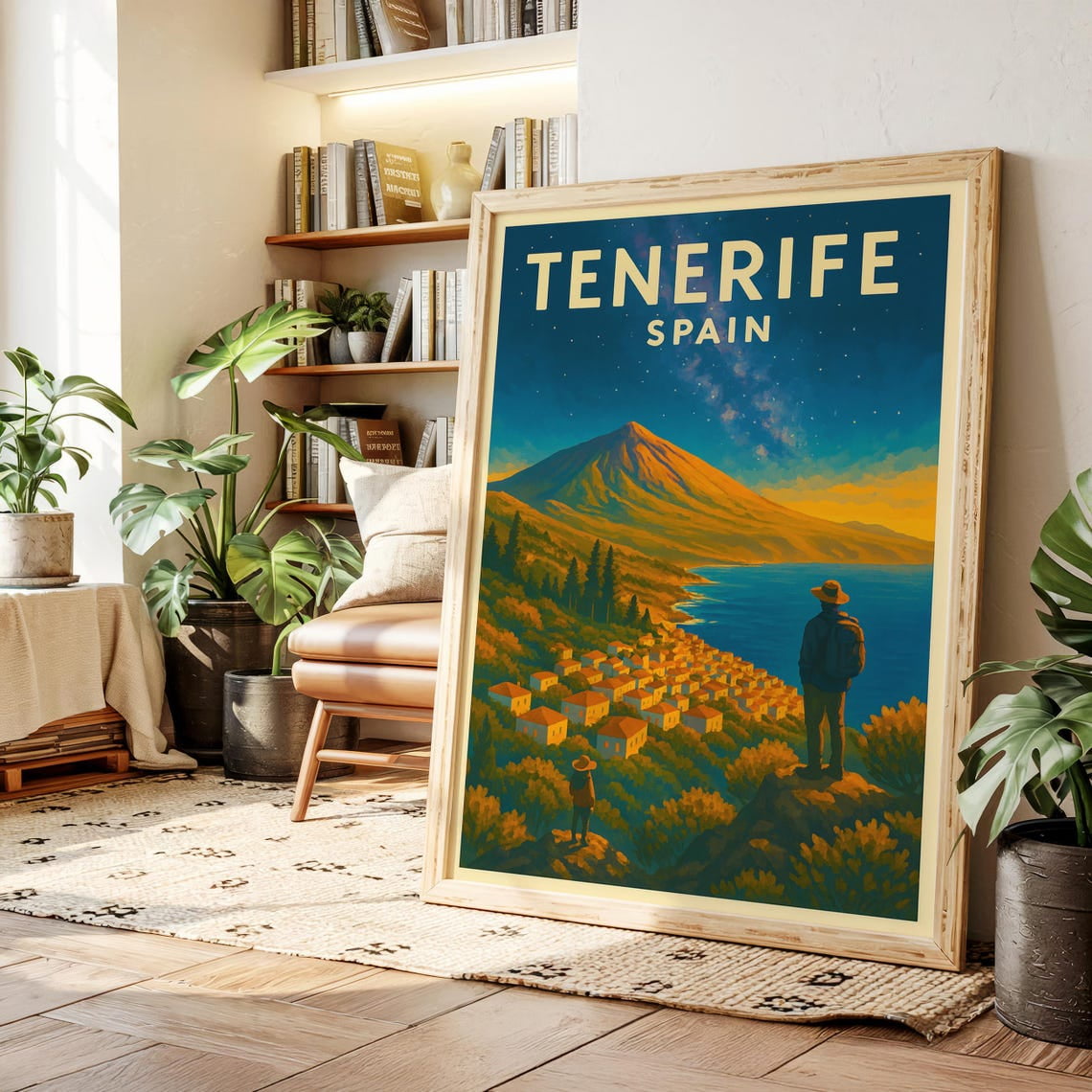 Vintage Tenerife Travel Mount Teide Canary Islands Art Print Unframed Paper Print