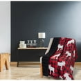 thumbnail image 3 of Knit Printed Throw Faux Fur Rev. 48X60 Red Plaid Moose Rustic Cabin, 3 of 3