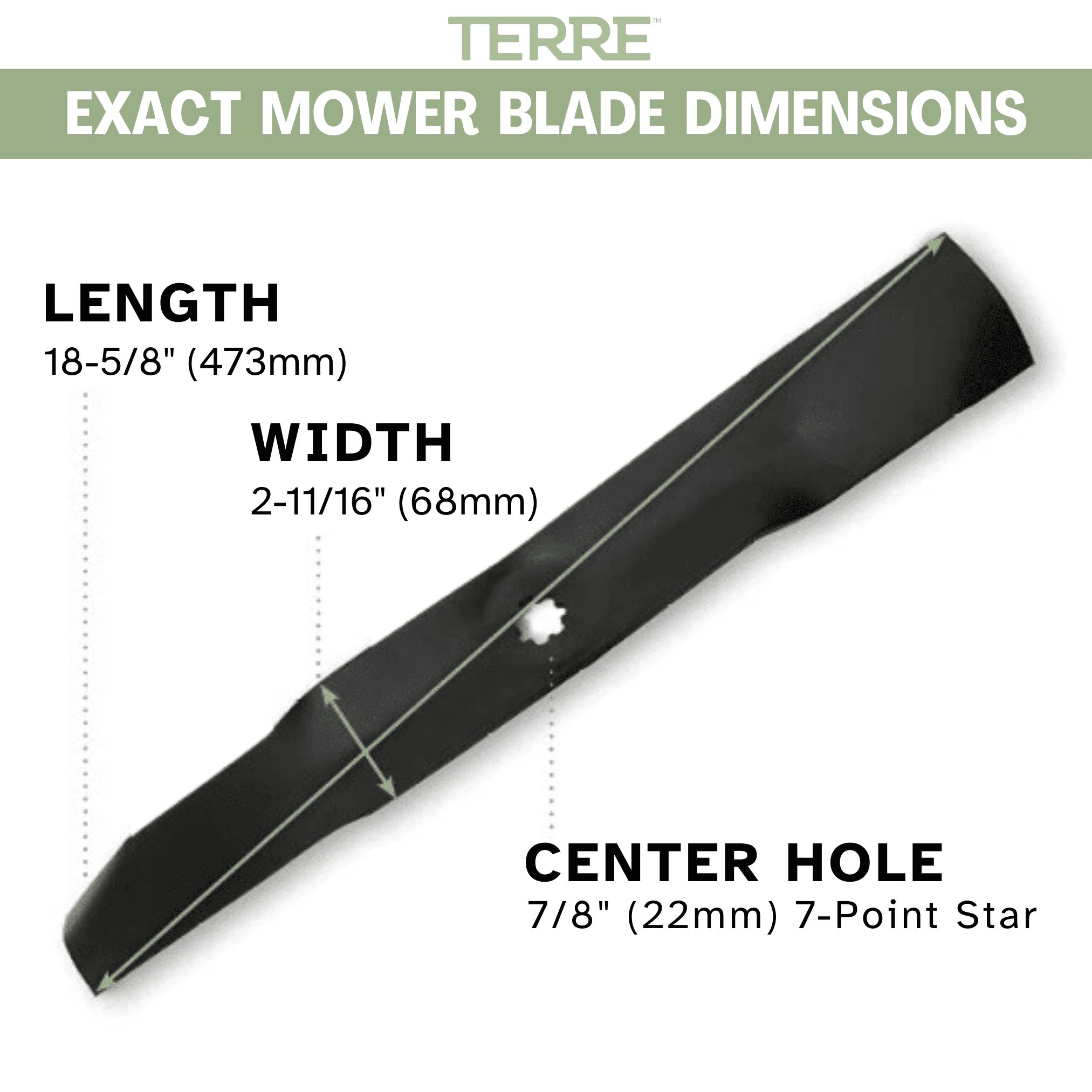 Terre Products, 3 Pack Medium Lift Lawn Mower Blades, 54 Inch Deck, Compatible with John Deere. Replacement for Part Numbers GX21380, GY20684