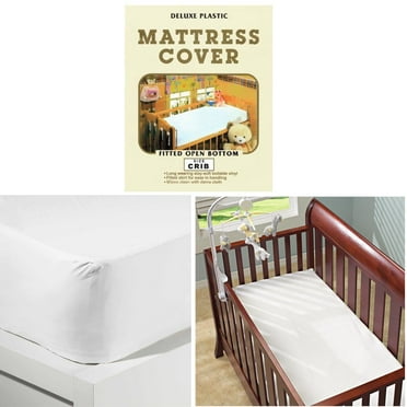 1 Crib Size Mattress Cover Fitted Light Vinyl Toddler Bed Dust Protector White