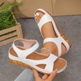 thumbnail image 4 of HTHLVMD Cut-Out Casual Sandals, Low Heel Comfort Shoes, Everyday Summer Shoes, Adjustable Strap Shoes, Sandals for Women Thick Soles Open Toe Wedges Lightweight Hook and Loop Sandal, White 9, 4 of 8