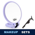 thumbnail image 2 of Handheld Magnifying Mirror, Double Sided Travel Magnifying Mirror with 30X/1X Magnification, 360°Adjustable Handle and Eyelash Extension Tweezer, Portable Multi-Purpose Makeup Mirrors, Purple, 2 of 8