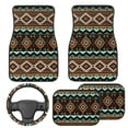 thumbnail image 2 of Pzuqiu Aztec Geometric Car Floor Mats Car Steering Wheel Cover 5 Piece Easy to Install Driver Passenger and Rear Floor Mats with Anti-Slip Pad Dust Proof Car Interior Accessories for Cars, 2 of 6