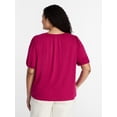 thumbnail image 3 of Terra & Sky Women's Plus Puff Sleeve Top, Sizes 0X-5X, 3 of 5