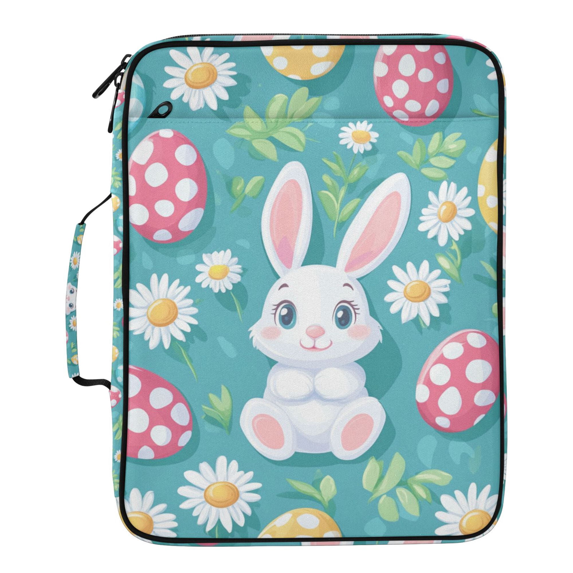 FORMRS Accordion File Folder A4 Size 7-Pocket Expanding Document Organizer Bag with 3 Ring Binder, Cartoon Easter Bunny